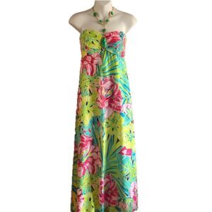 NWT Lilly Pulitzer Claudie Halter Maxi Dress Schooner Blue Silk Boho Resort 14